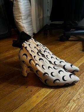 Marine Serre Women's Crescent-Print Beige Ankle Boots